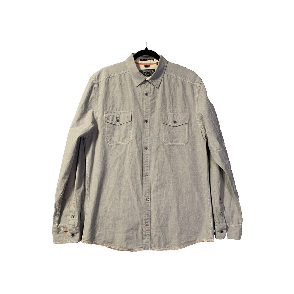 Buffalo David Bitton Shirt Mens Large‎ Button-Down Grey Micro-Check EUC
